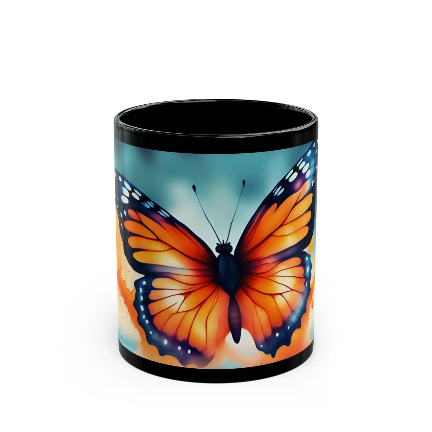 Orange Butterfly Ceramic Coffee Mug  (Black |11oz) -  Thirstique