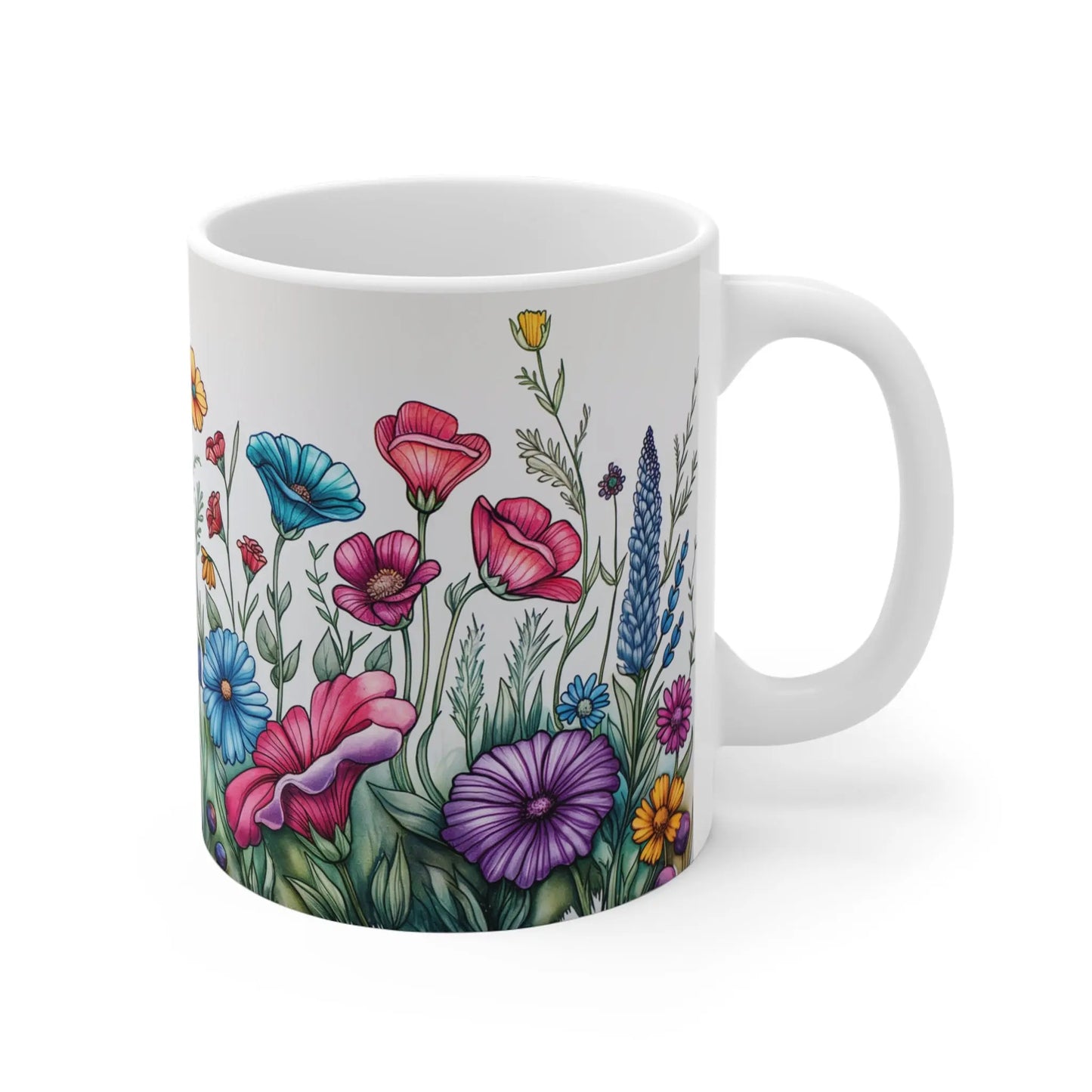 Wildflowers Ceramic Coffee Mug (White | 11oz) -  Thirstique