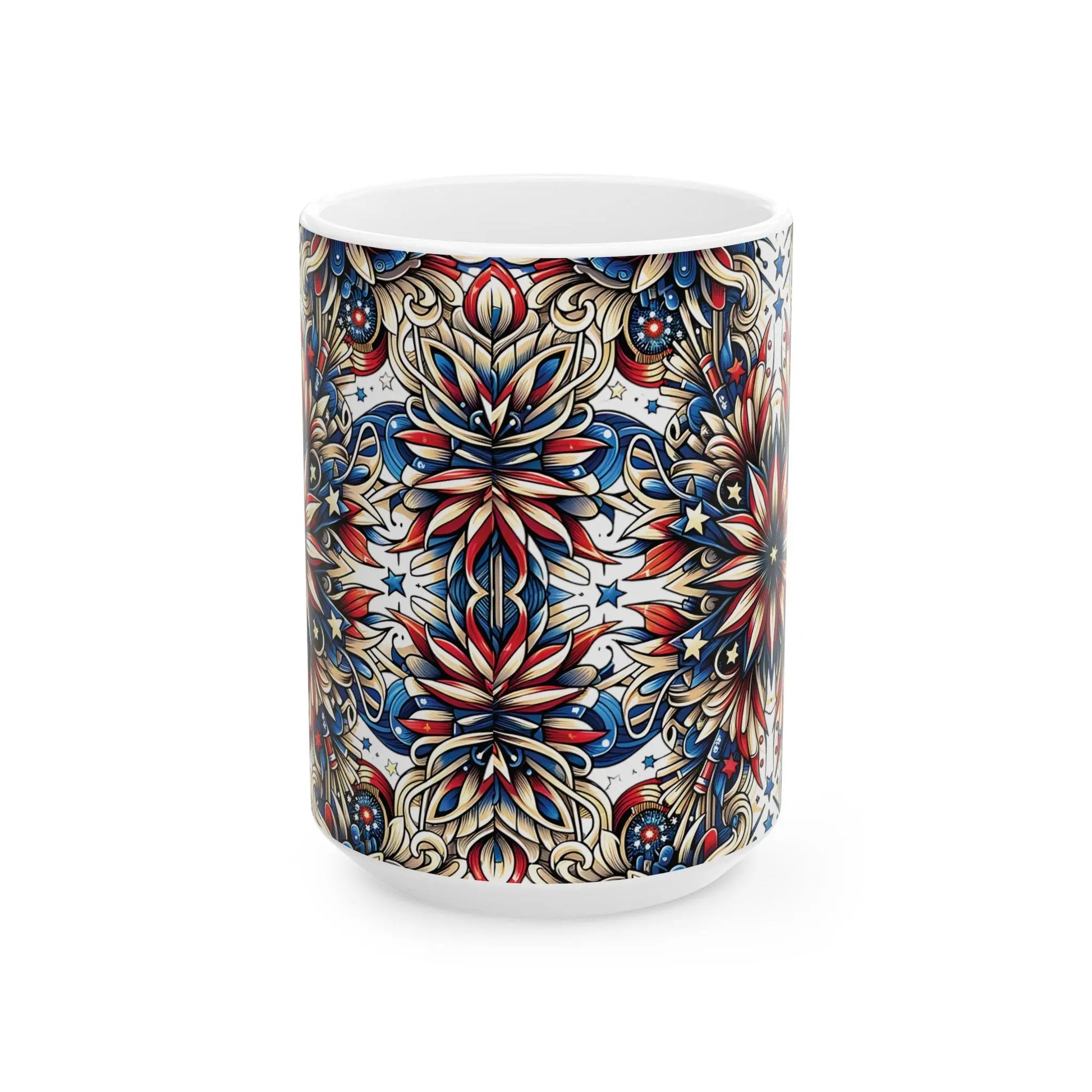 Liberty Lattice White Ceramic Mug  (11oz, 15oz) -  Thirstique