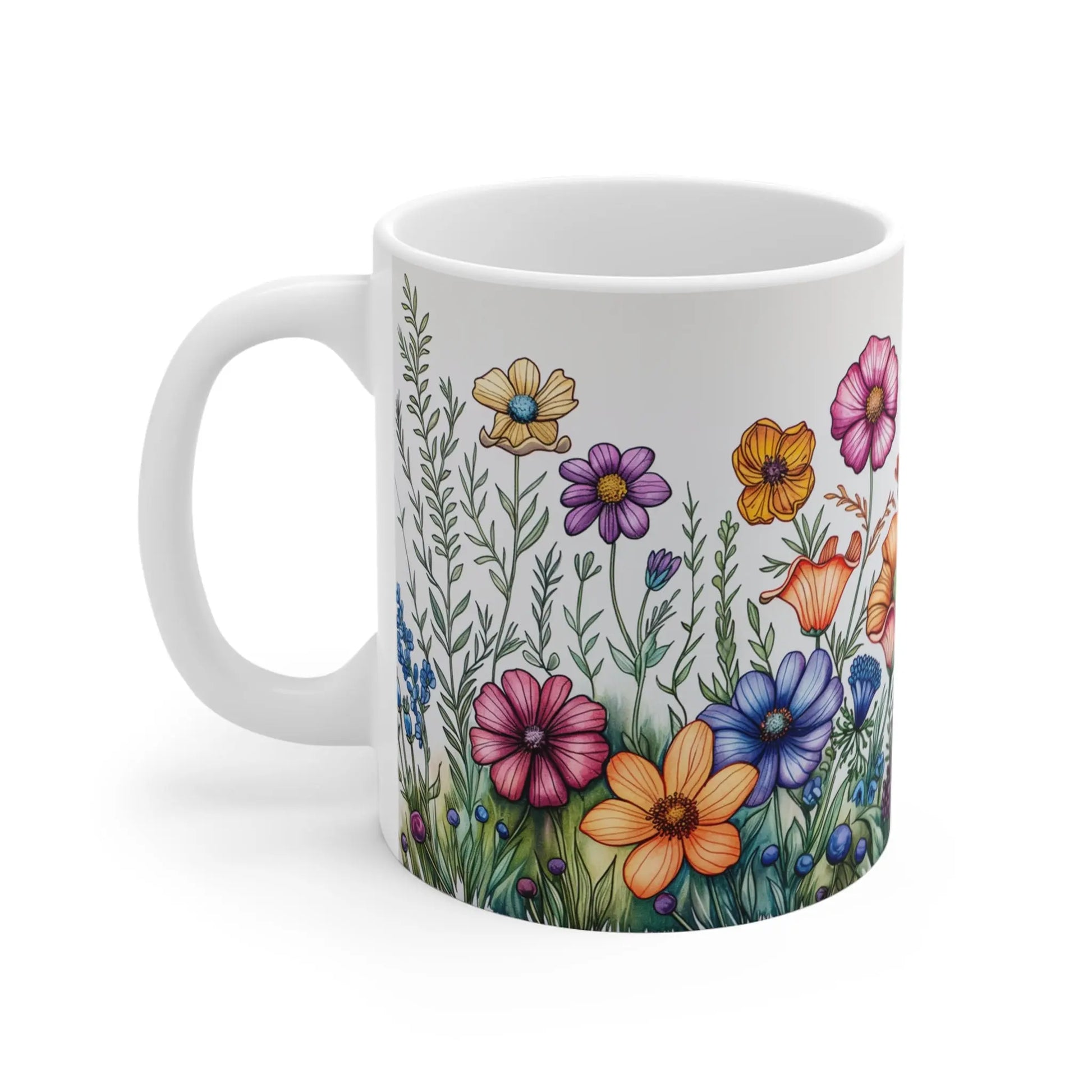 Wildflowers Ceramic Coffee Mug (White | 11oz) -  Thirstique