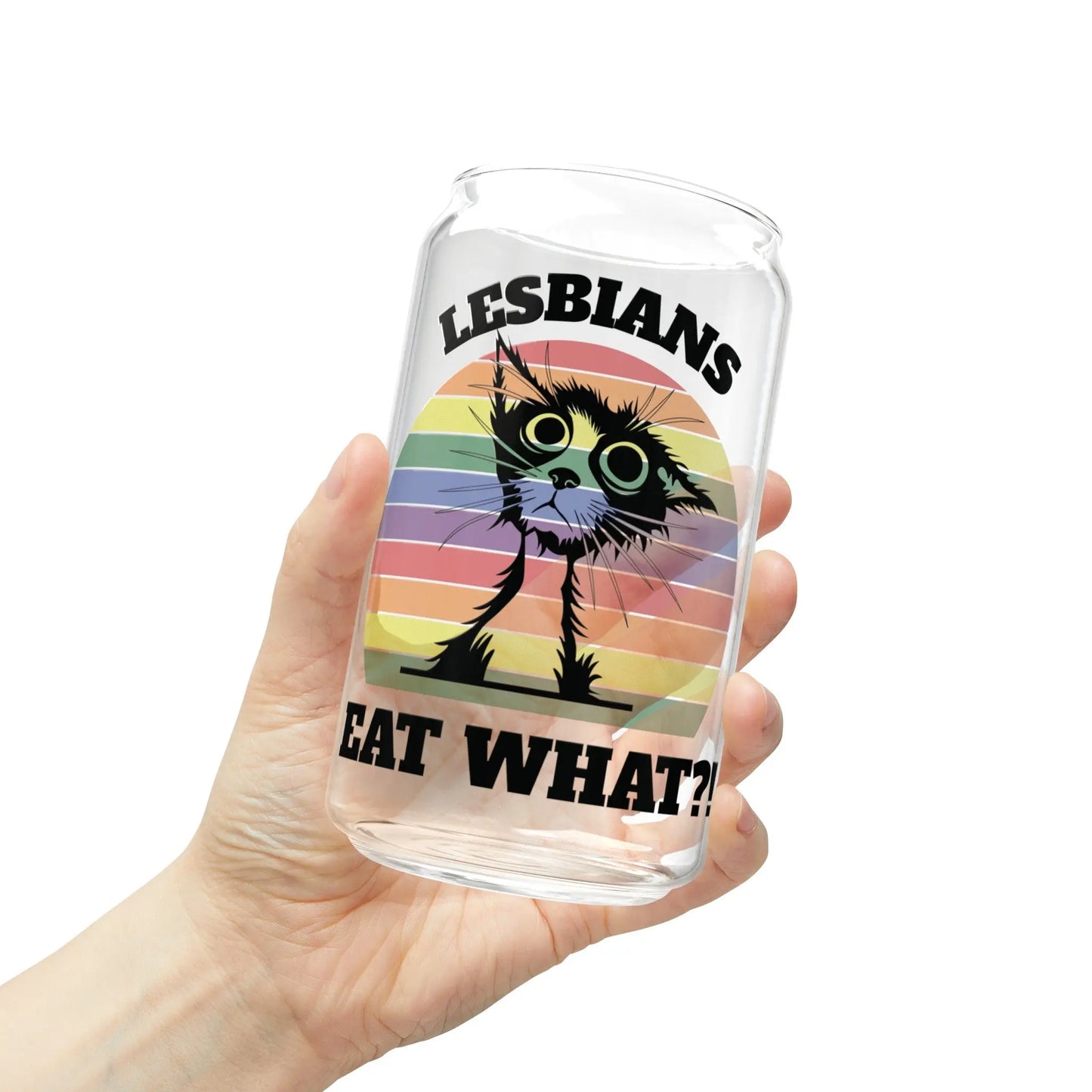 Lesbians Eat What?! - Playful Cat Pride Sipper Glass (16oz) -  Thirstique