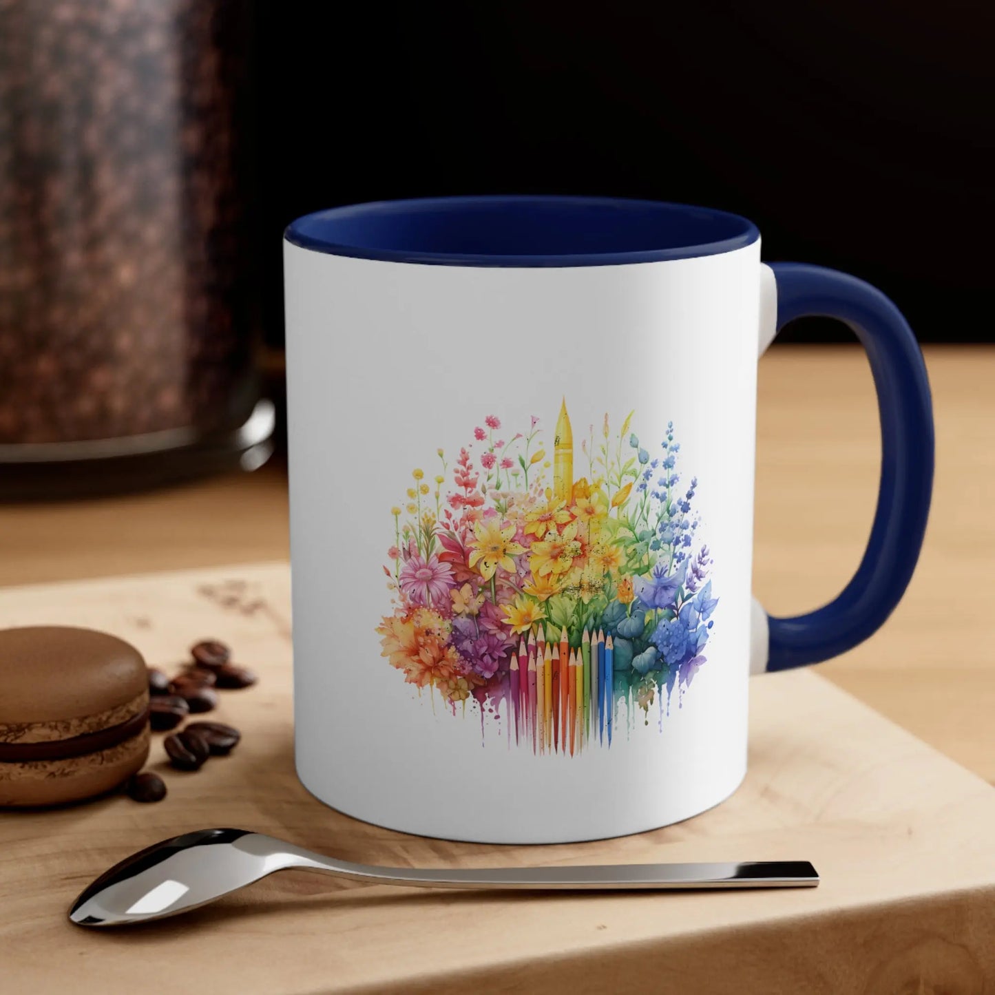 Rainbow Crayon Flower  - Autism Awareness Mug (White with Accent Colour | 11oz) -  Thirstique