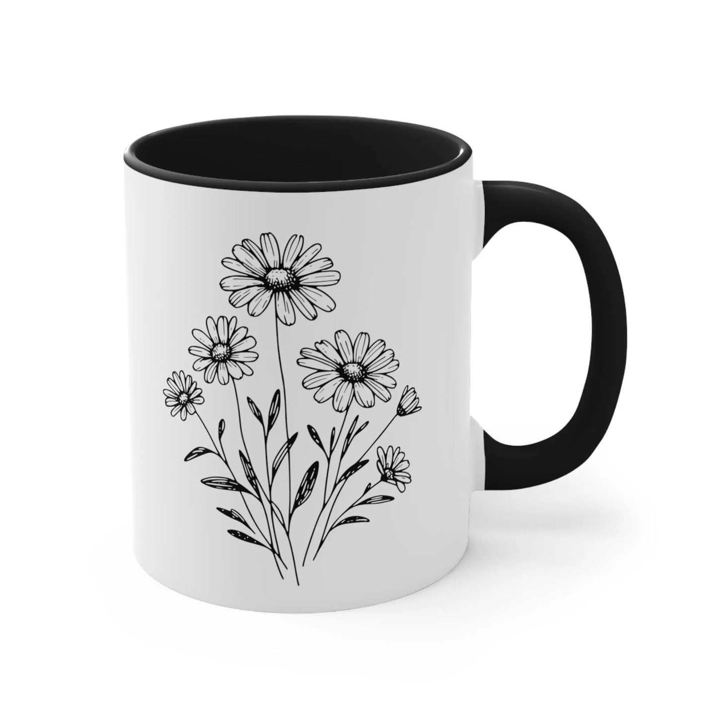 Freshly Picked Daisy's Ceramic Mug (White with Accent Colour | 11oz) -  Thirstique