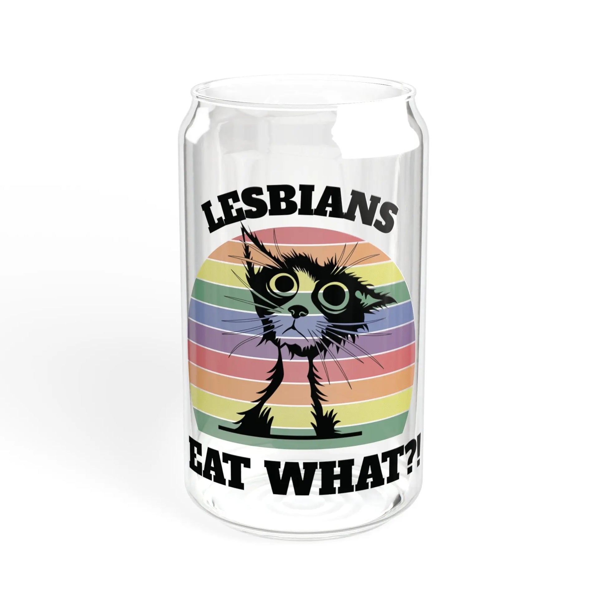 Lesbians Eat What?! - Playful Cat Pride Sipper Glass (16oz) -  Thirstique