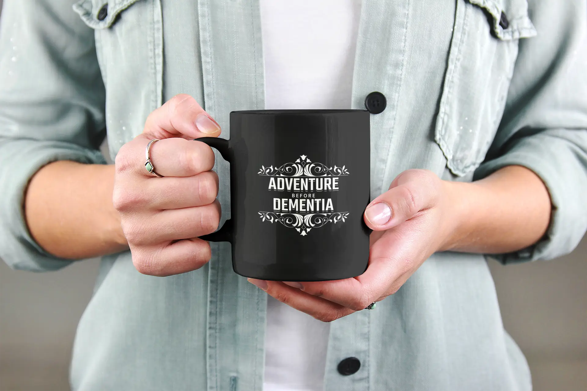 Adventure Before Dementia Black Ceramic Mug (11oz) Thirstique