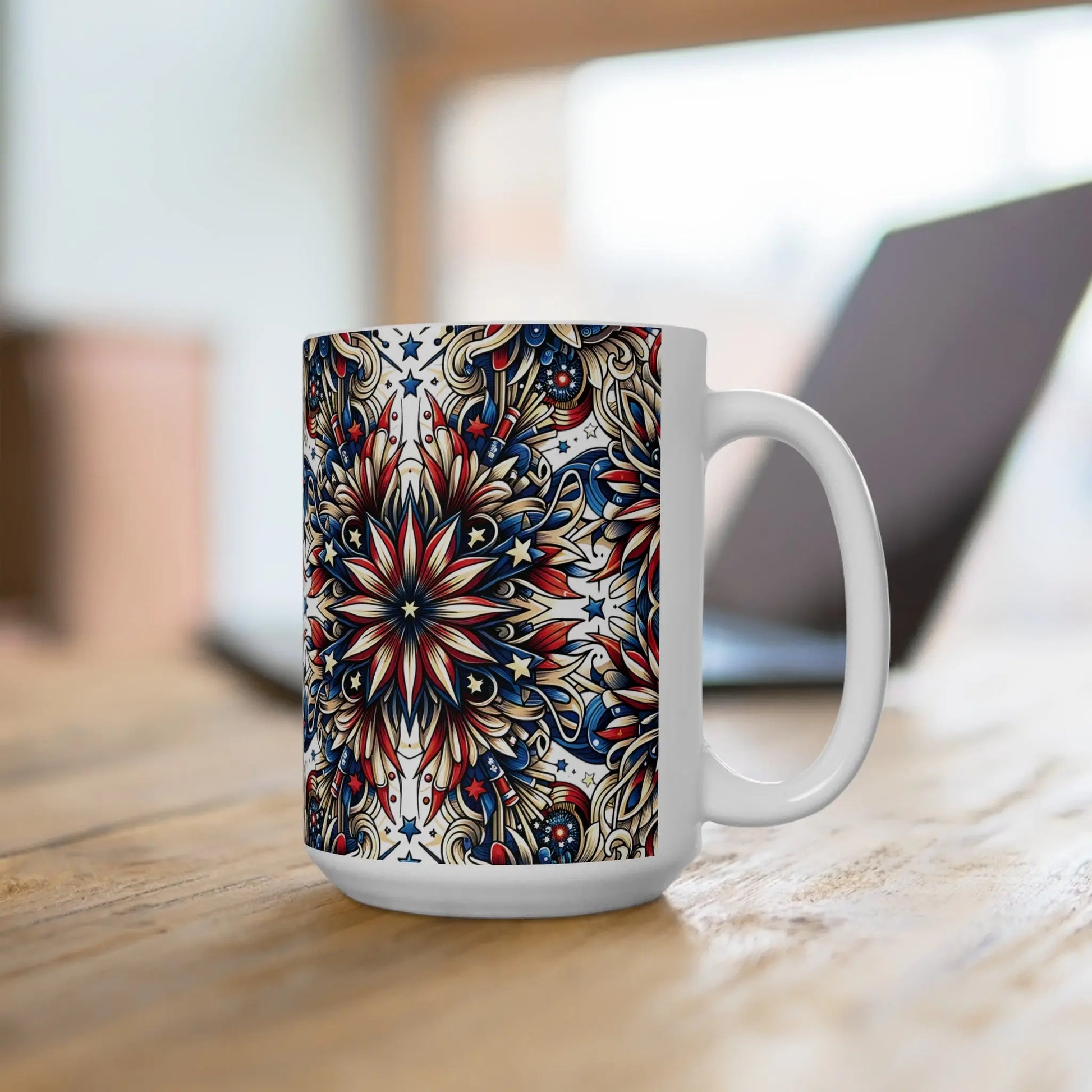 Liberty Lattice White Ceramic Mug  (11oz, 15oz) -  Thirstique