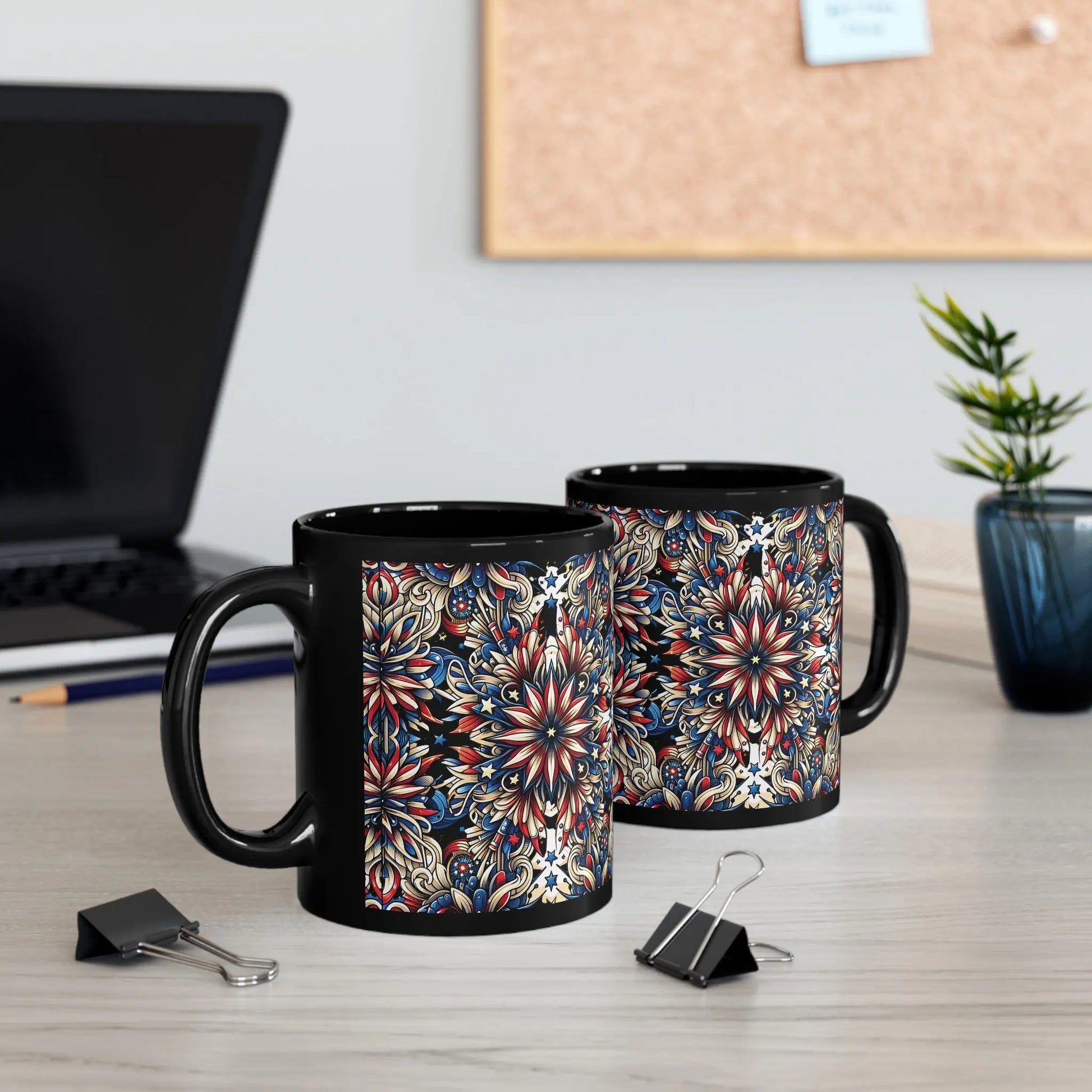 Liberty Lattice Black Ceramic Mug (11oz, 15oz) -  Thirstique