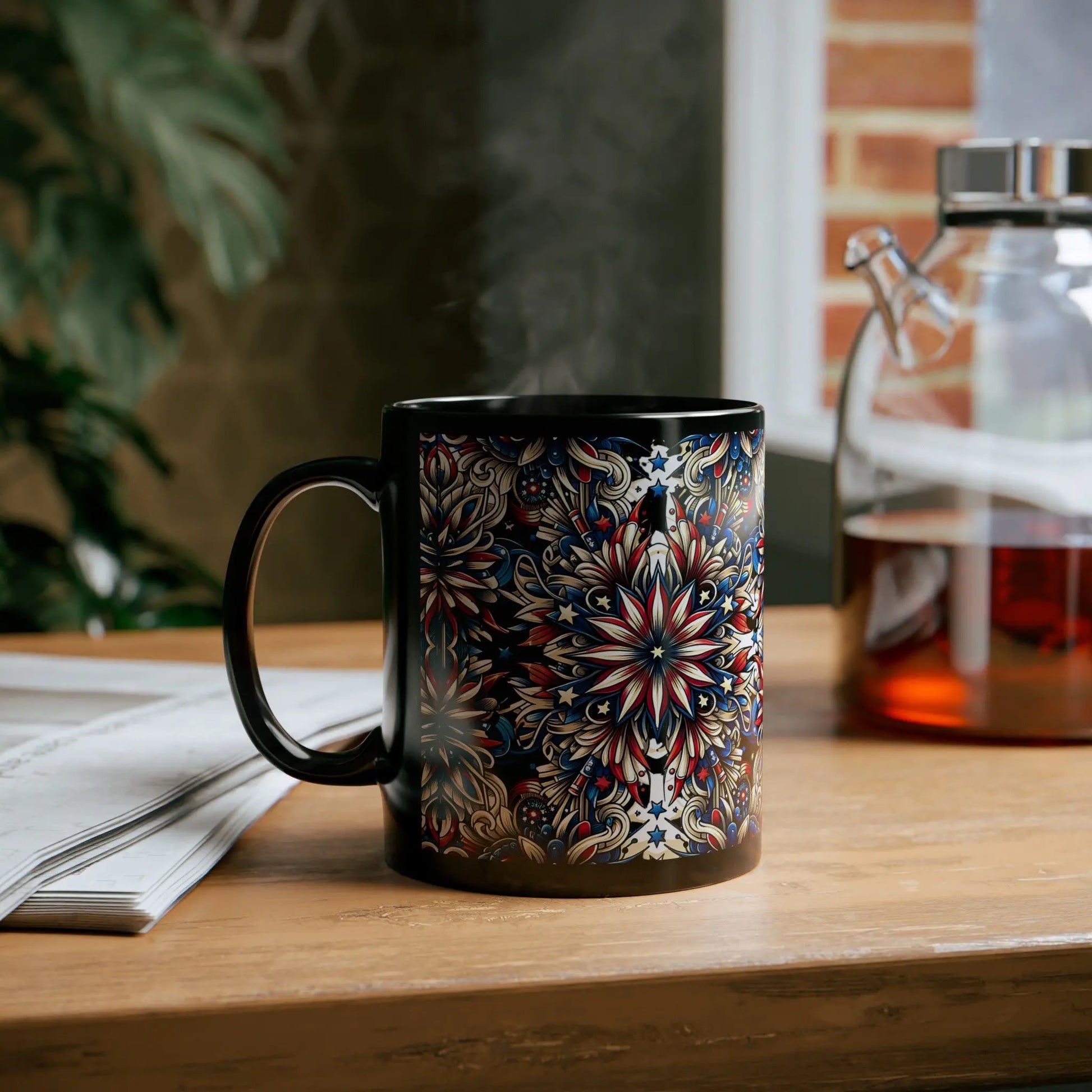 Liberty Lattice Black Ceramic Mug (11oz, 15oz) -  Thirstique