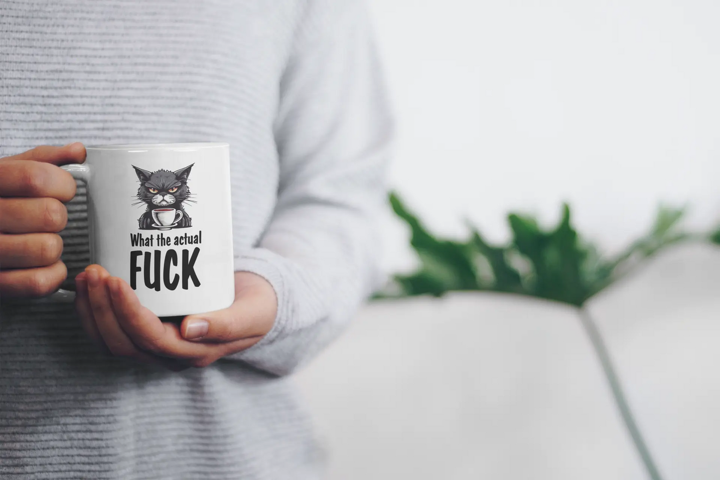 "What the actual fuck" Ceramic Coffee Mug (White | 11oz) Printify